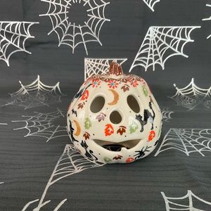 Unikat Polish Pottery Hand-painted Halloween Mini Jack-O-Lantern.